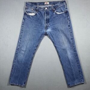 Y2K Levis 501 Original‎ Fit Mens Jeans 36x30 Blue Denim Straight Leg Button Fly